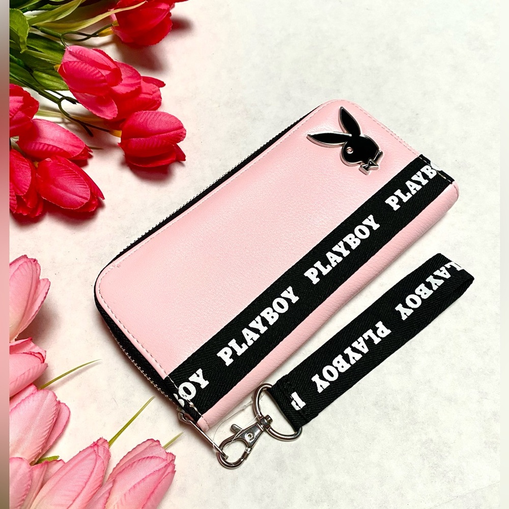 Playboy Pink Black Wristlet Wallet